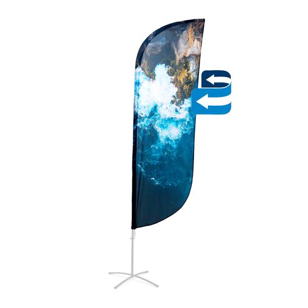 Reklamná vlajka v tvare pádla s obojstrannou tlačou 86 x 439 cm
