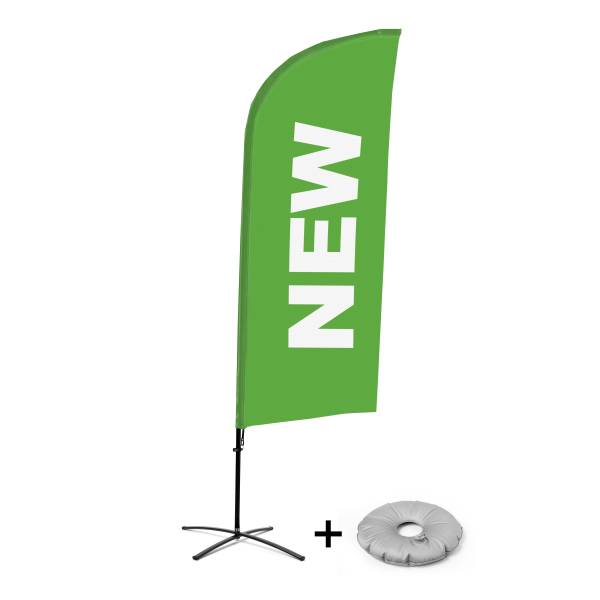 Kompletní sada reklamní vlajky ve tvaru křídla, Novinka, zelená, anglicky Křížová Základna