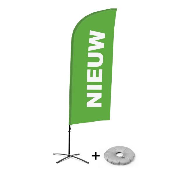 Kompletní sada reklamní vlajky ve tvaru křídla, Novinka, zelená, holandsky Křížová Základna