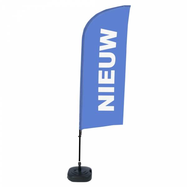 Kompletní sada reklamní vlajky ve tvaru křídla, Novinka, modrá, holandsky ECO