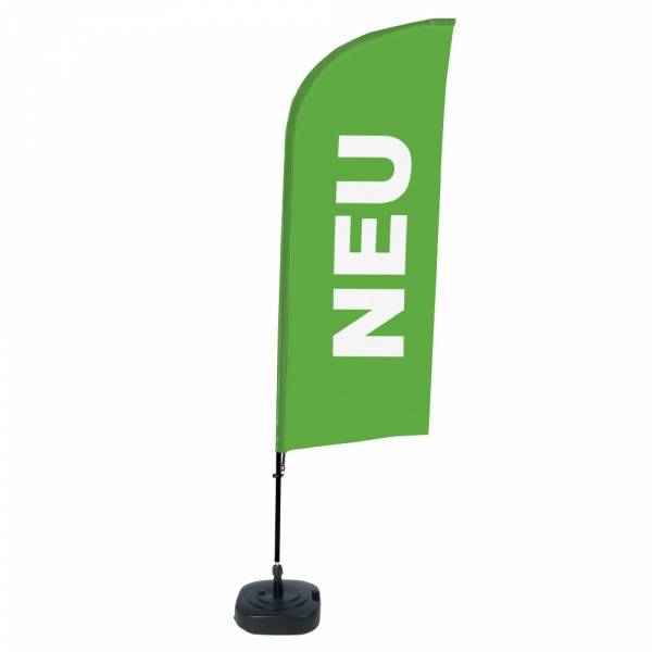 Kompletní sada reklamní vlajky ve tvaru křídla, Novinka, zelená, německy ECO