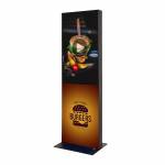 Digitálny totem s potlačou vypnuté látky a monitorem 55" Samsung QMR