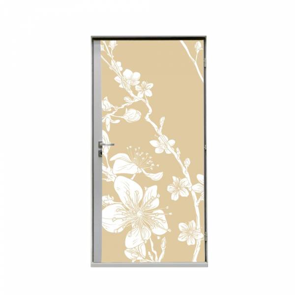 Door Wrap 80 cm Japonské třešňové květy béžové