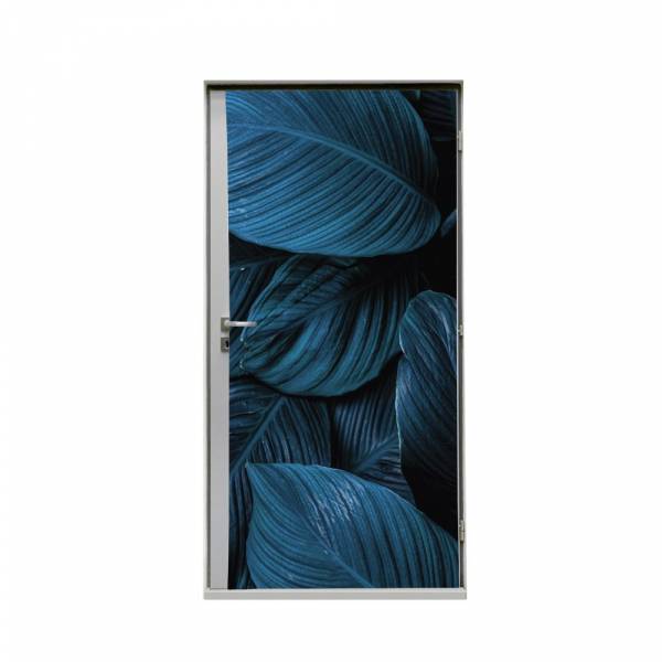 Door Wrap 80 cm listy rostlin modré