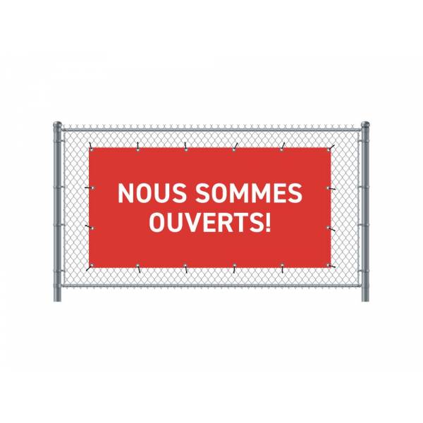 Standardní banner na plot 300 x 140 cm otevřeno francouzština Červené