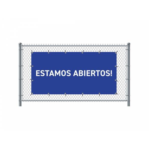 Standardní banner na plot 300 x 140 cm otevřeno španělština modré