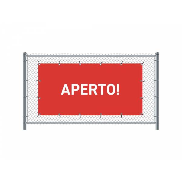 Standardní banner na plot 200 x 100 cm otevřeno italština Červené