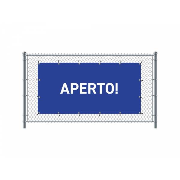 Standardní banner na plot 300 x 140 cm otevřeno italština modré