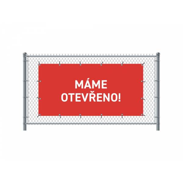 Standardní banner na plot 200 x 100 cm otevřeno čeština Červené