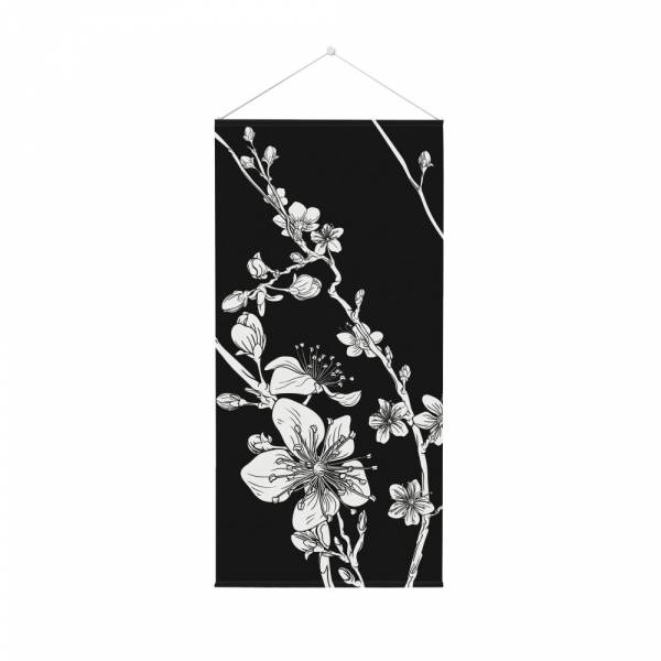 Závěsný Vlajkový Baner 58 x 200 cm Japonské třešňové květy černé