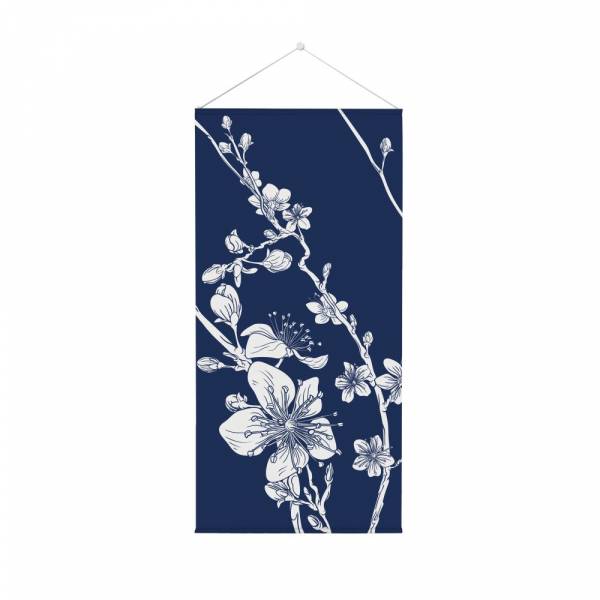 Závěsný Vlajkový Baner 58 x 160 cm Japonské třešňové květy modré