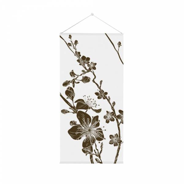 Závěsný Vlajkový Baner 58 x 120 cm Japonské řešňové květy hnědé