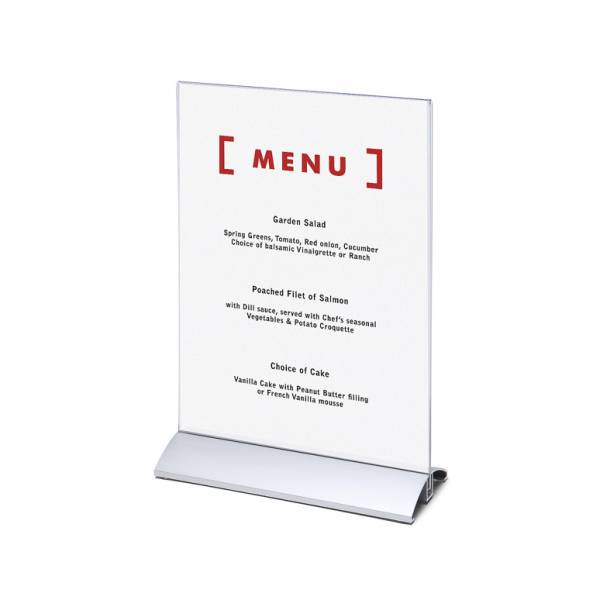 Elegantný menu stojanček na leták A4 na výšku