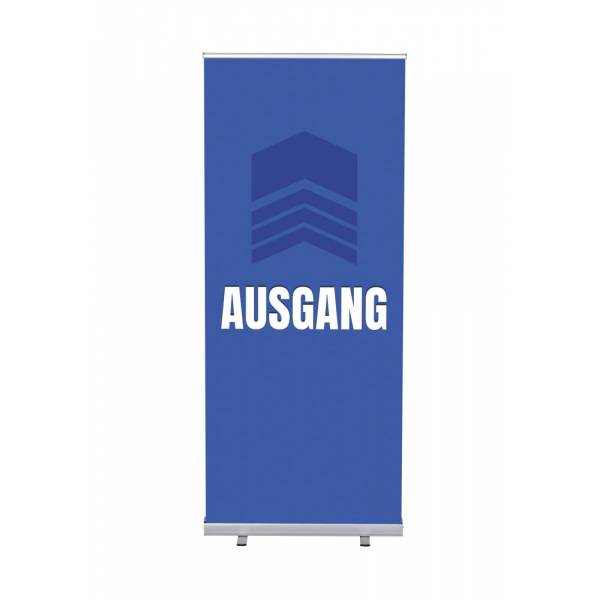 Set Roll-baneru Budget s vytištěným motivem, šířka 85 cm, Východ, modrý, německy