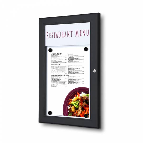 Vonkajšia "menu" vitrína 1xA4, v čiernej farbe RAL9005