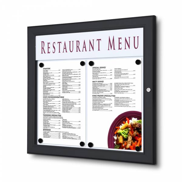 Vonkajšia "menu" vitrína 2xA4, v čiernej farbe RAL9005