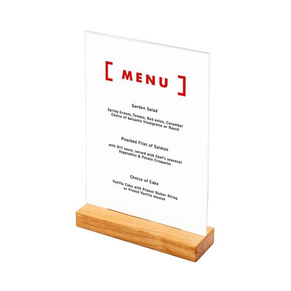 Dřevěný stojánek na menu typu T A4 Portrét