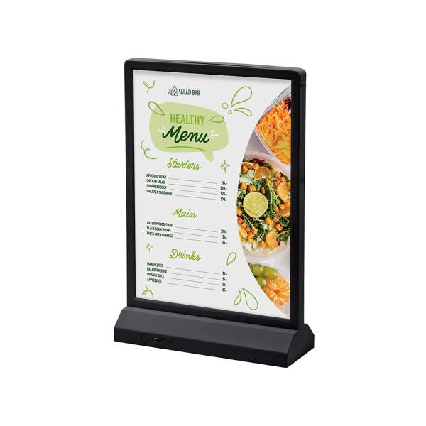 Svietiaci menu stojan T LED
