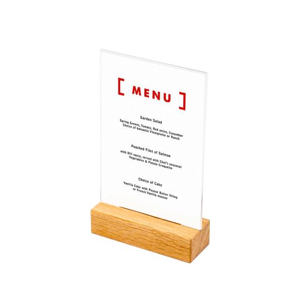 Drevený stojan na menu typu T