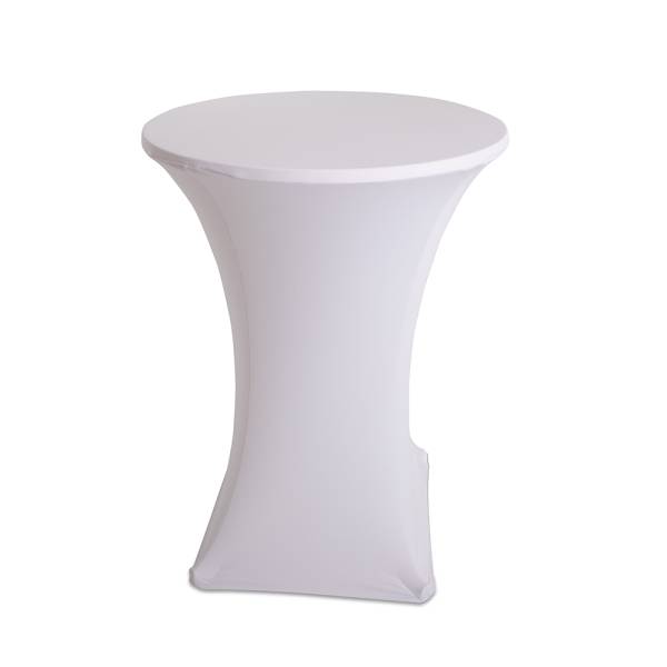 Elastický ubrus na kulatý koktejlový stolek biely priemer 90cm