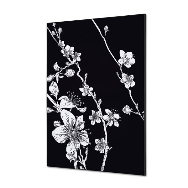 Textilná dekorácia na stenu A1 Japonské čerešňové kvety čierna