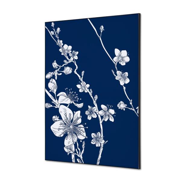 Textilná dekorácia na stenu A1 Japonské čerešňové kvety Modrá