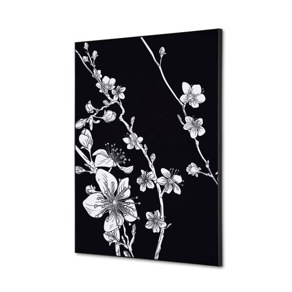 Textilná dekorácia na stenu A2 Japonské čerešňové kvety čierna