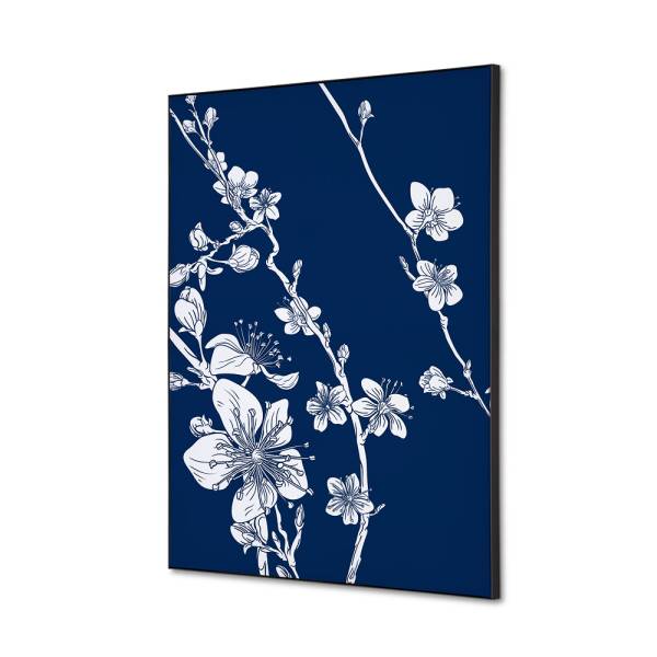 Textilná dekorácia na stenu A2 Japonské čerešňové kvety Modrá