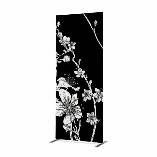Potištěná látková dělící stěna Deco 85-200 Japonské třešňové květy černé ECO
