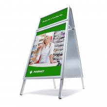 Reklamné áčko A1 s prídavným rámom, ostrý roh, profil 32mm, plechová zadná stena